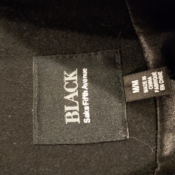 Saks Fifth Avenue Black Wool Blend Coat Medium - Picture 2 of 10